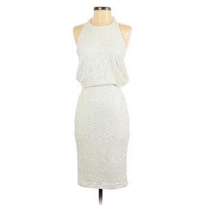 Badgley Mischka White Sequin Cocktail Dress